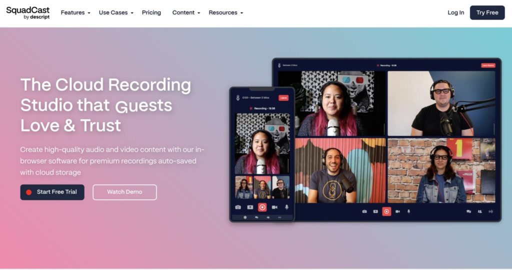 SquadCast Remote Podcasting Tools